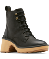 Sorel Women's Hi-line Heel Lace Up Booties In Black/tawny Buff