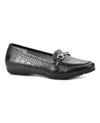Cliffs By White Mountain Women's Glowing Loafer Flats In Black Croco Print