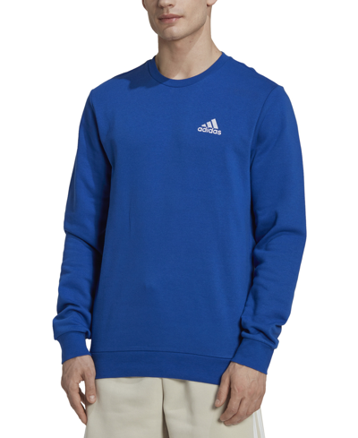 Adidas Originals Adidas Men's Feel Cozy Essentials Classic-fit Embroidered Logo Fleece Sweatshirt In Royal
