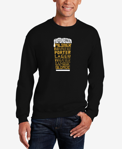 La Pop Art Men's Styles Of Beer Word Art Crew Neck Sweatshirt In Black