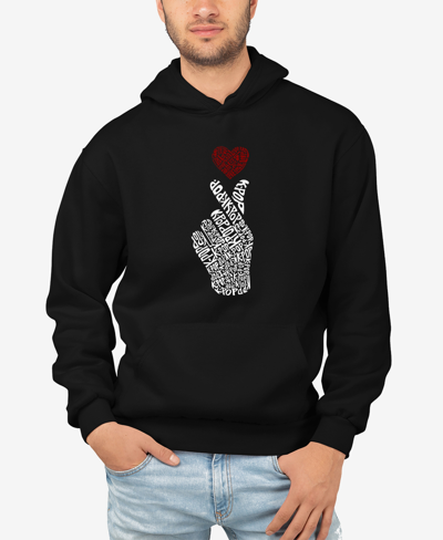 La Pop Art Men's K-pop Word Art Hooded Sweatshirt In Black