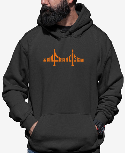 La Pop Art Men's San Francisco Bridge Word Art Hooded Sweatshirt In Dark Gray