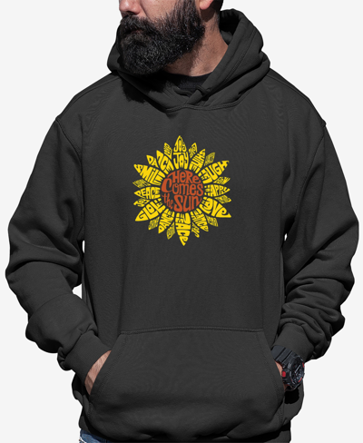 La Pop Art Men's Sunflower Word Art Hooded Sweatshirt In Dark Gray