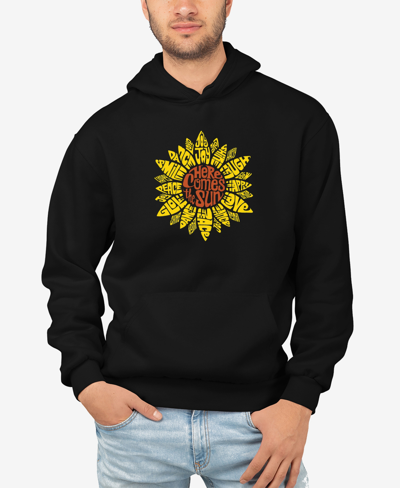 La Pop Art Men's Sunflower Word Art Hooded Sweatshirt In Black
