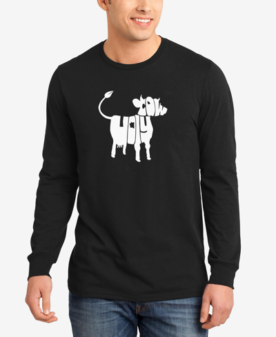 La Pop Art Men's Holy Cow Word Art Crew Neck Sweatshirt In Black