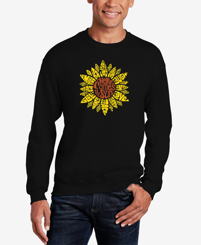 La Pop Art Men's Sunflower Word Art Crew Neck Sweatshirt In Black