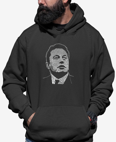 La Pop Art Men's Elon Musk Word Art Hooded Sweatshirt In Dark Gray