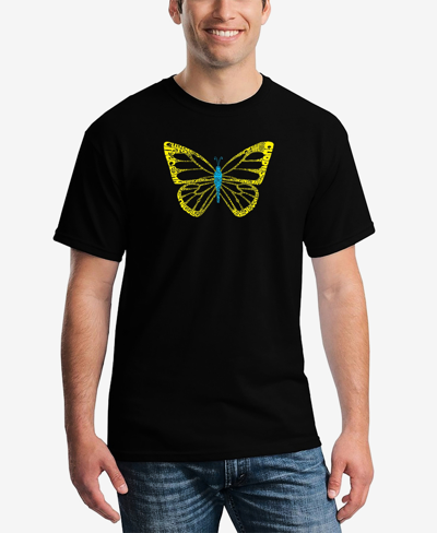 La Pop Art Men's Butterfly Word Art Short Sleeve T-shirt In Black