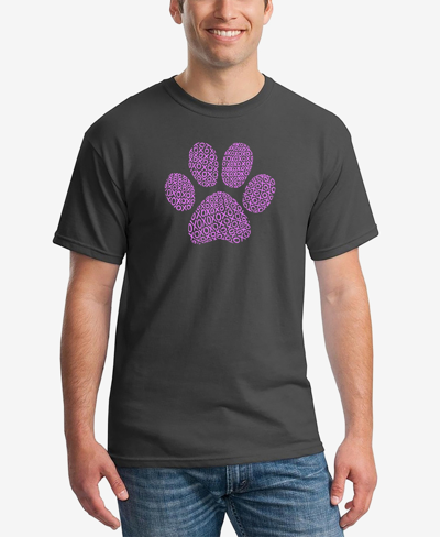 La Pop Art Men's Xoxo Dog Paw Word Art Short Sleeve T-shirt In Dark Gray