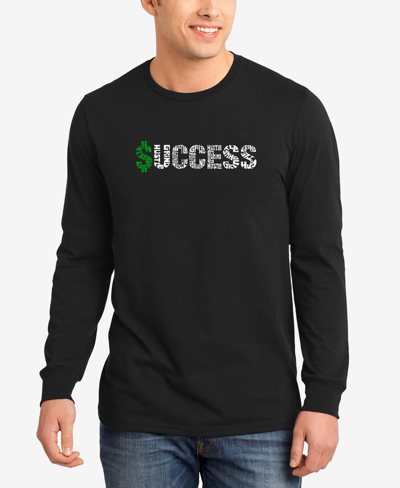 La Pop Art Men's Success Word Art Long Sleeves T-shirt In Black