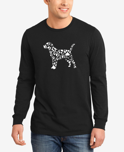 La Pop Art Men's Dog Paw Prints Word Art Long Sleeves T-shirt In Black