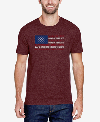 La Pop Art Men's Premium Blend Word Art American Flag T-shirt In Burgundy