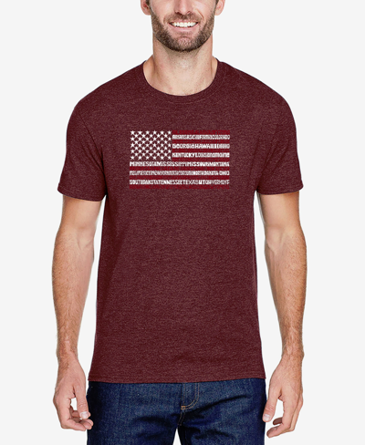 La Pop Art Men's Premium Blend Word Art Usa Flag T-shirt In Burgundy