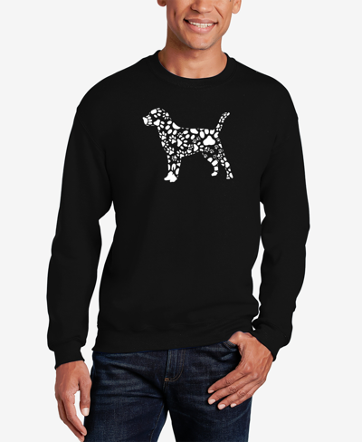La Pop Art Men's Dog Paw Prints Word Art Crew Neck Sweatshirt In Black