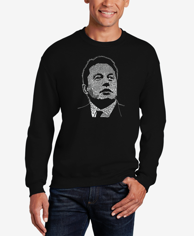 La Pop Art Men's Elon Musk Word Art Crew Neck Sweatshirt In Black