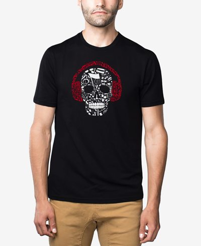 La Pop Art Men's Premium Blend Word Art Music Notes Skull T-shirt In Black
