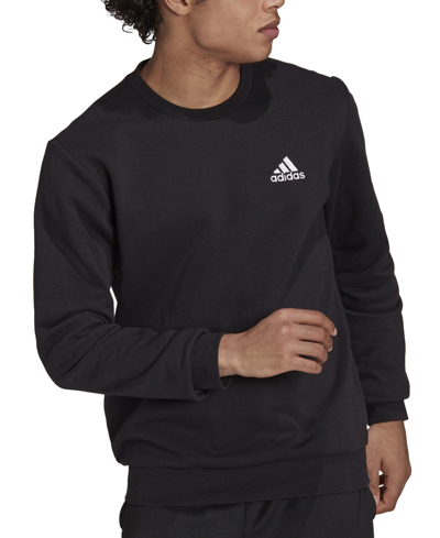 Adidas Originals Adidas Men's Feel Cozy Essentials Classic-fit Embroidered Logo Fleece Sweatshirt In Black