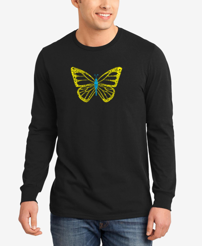 La Pop Art Men's Butterfly Word Art Long Sleeves T-shirt In Black