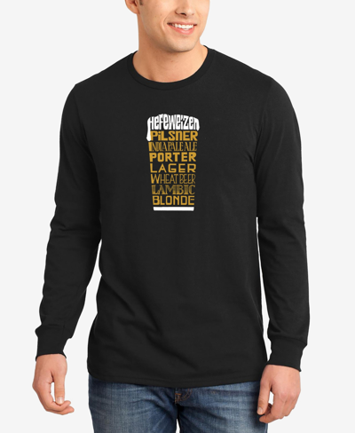 La Pop Art Men's Styles Of Beer Word Art Long Sleeves T-shirt In Black