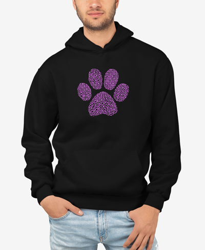 La Pop Art Men's Xoxo Dog Paw Word Art Hooded Sweatshirt In Black