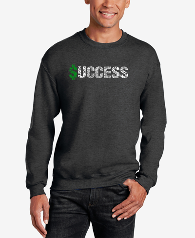La Pop Art Men's Success Word Art Crew Neck Sweatshirt In Dark Gray