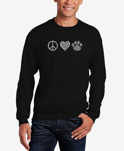 La Pop Art Men's Peace Love Cats Word Art Crew Neck Sweatshirt In Black