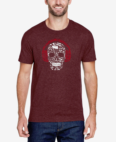 La Pop Art Men's Premium Blend Word Art Music Notes Skull T-shirt In Burgundy