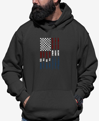 La Pop Art Men's Support Our Troops Word Art Hooded Sweatshirt In Dark Gray