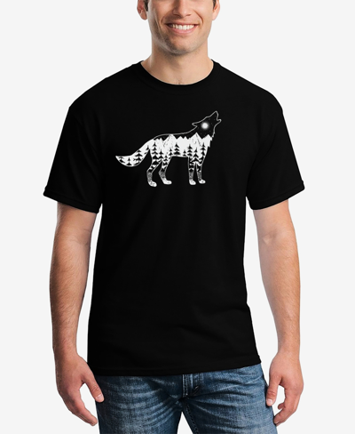 La Pop Art Men's Premium Blend Word Art Howling Wolf T-shirt In Black