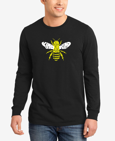 La Pop Art Men's Bee Kind Word Art Long Sleeves T-shirt In Black