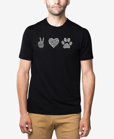 La Pop Art Men's Premium Blend Word Art Peace Love Cats T-shirt In Black
