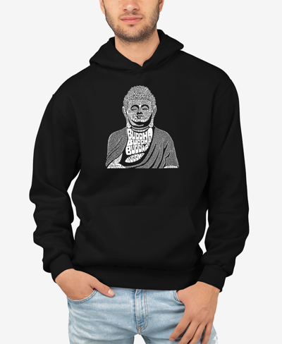 La Pop Art Men's Buddha Word Art Hooded Sweatshirt In Black