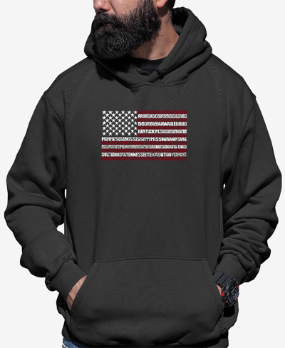La Pop Art Men's 50 States Usa Flag Word Art Hooded Sweatshirt In Gray