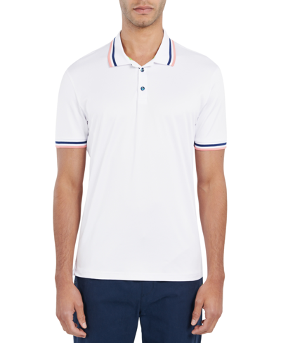 Society Of Threads Men's Slim Fit Solid Tipped Performance Polo In White