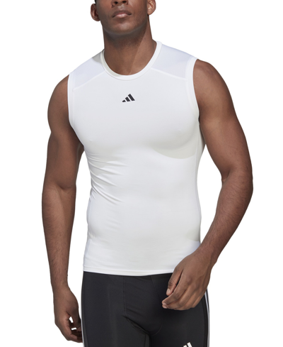 Adidas Originals Men's Techfit Performance Training Sleeveless T-shirt In White