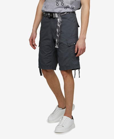 Ecko Unltd Men's Recon-go Belted Cargo Shorts In Charcoal Gray