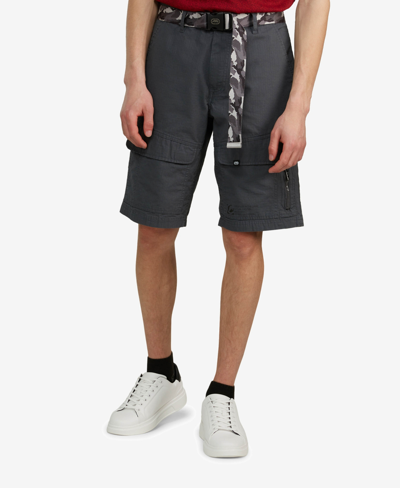 Ecko Unltd Men's Flip Front Cargo Shorts In Charcoal Gray