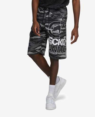 Ecko Unltd Men's Big And Tall Flex It Fleece Shorts In Camo Gray