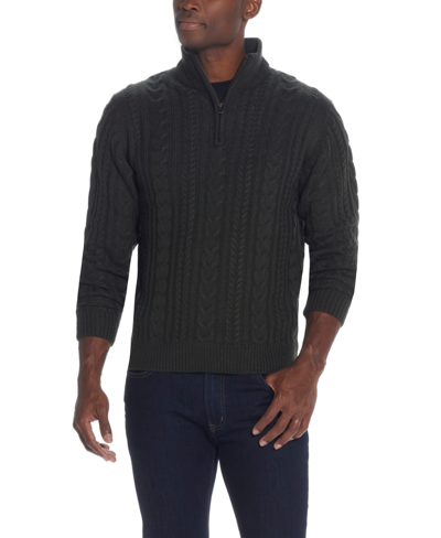 Weatherproof Vintage Men's Cable-knit Quarter Zip Sweater In Dark Olive ...