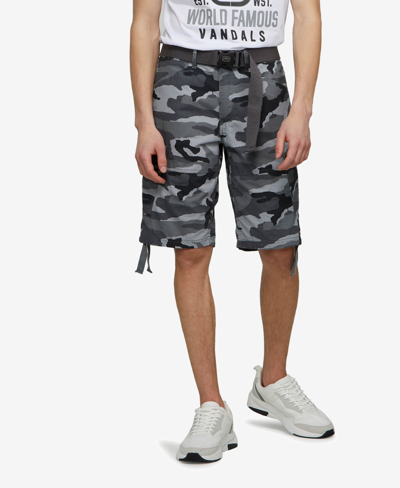 Ecko Unltd Men's Recon-go Belted Cargo Shorts In Camo Gray