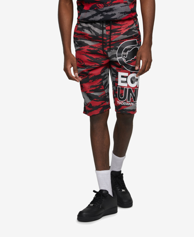 Ecko Unltd Men's Big And Tall Flex It Fleece Shorts In Camo Red