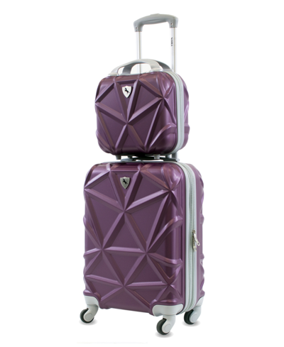 Amka Gem 2-pc. Carry-on Hardside Cosmetic Luggage Set In Purple
