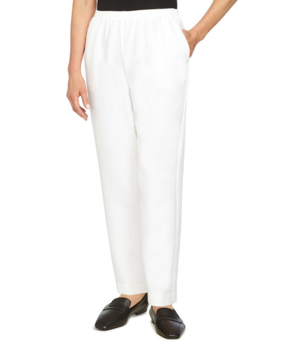 Alfred Dunner Plus Size Classic Pull-on Straight-leg Short Length Pants In White