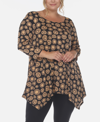 White Mark Plus Size Leopard Cold Shoulder Tunic Top In Brown