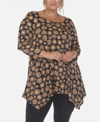 White Mark Plus Size Leopard Cold Shoulder Tunic Top In Black/beige