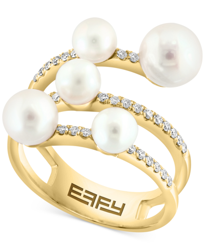 Effy Collection Effy Freshwater Pearl (5-7mm) & Diamond (1/4 Ct. T.w.) Coil Ring In 14k Gold