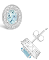 Macy's Aquamarine (2-1/3 Ct. T.w.) And Diamond (3/8 Ct. T.w.) Halo Stud Earrings In 14k White Gold In Aquamarine