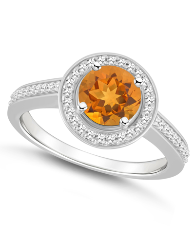 Macy's Citrine (1-1/4 Ct. T.w.) And Diamond (1/5 Ct. T.w.) Halo Ring In Sterling Silver