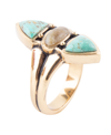 Barse Labrador Bronze, Genuine Turquoise And Genuine Labradorite North South Ring In Genuine Turquoise And Genuine Labradorit