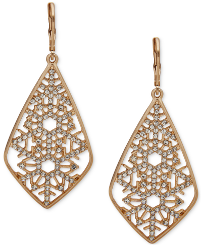 Lonna & Lilly Gold-tone Pave Openwork Snowflake Drop Earrings In White